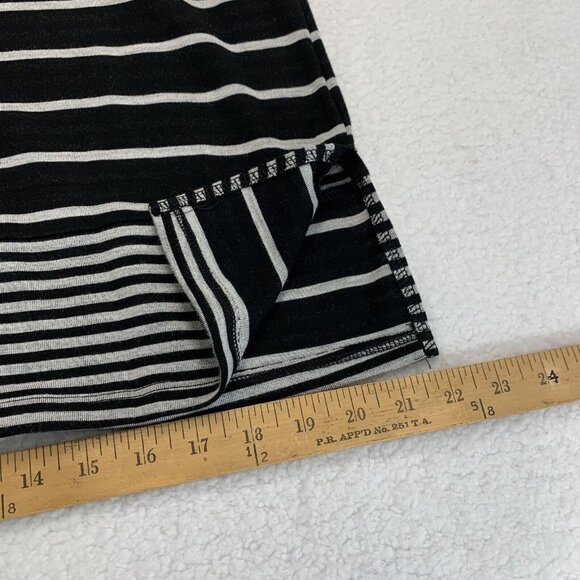Chico's Women's Stripe Tunic Cowl Neck Lightweight Sweater Sz 1 8/10 Black Gray - Picture 6 of 9
